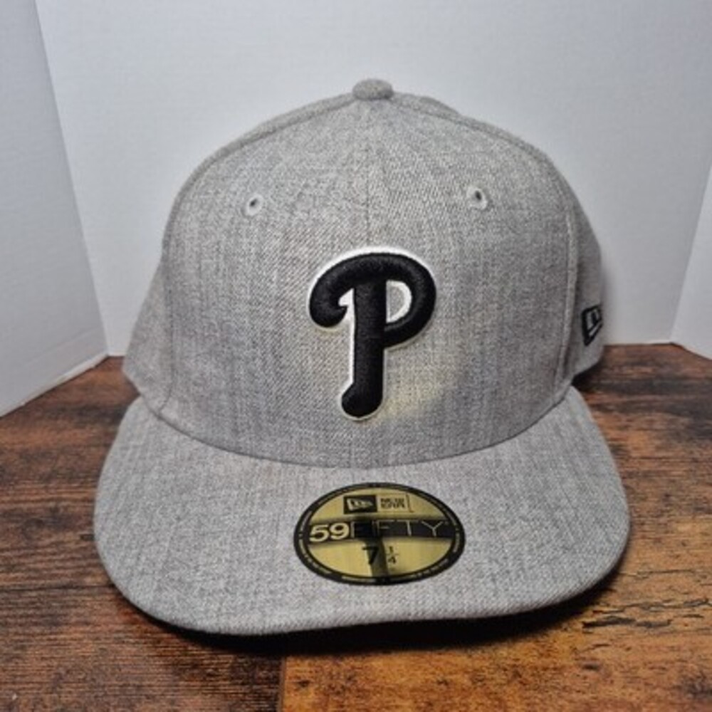 NEW Adult New Era 59FIFTY Philadelphia Phillies Gray Hat Sewn Flat  Brim 7 1/4